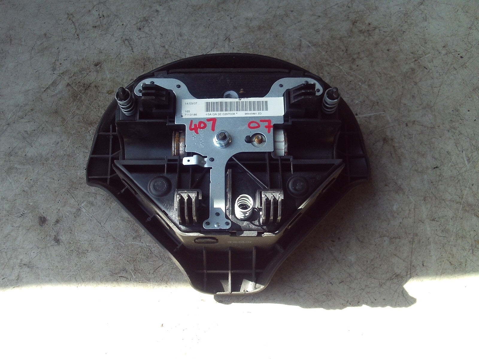 2007 PEUGEOT 407 STEERING WHEEL AIRBAG 96445891