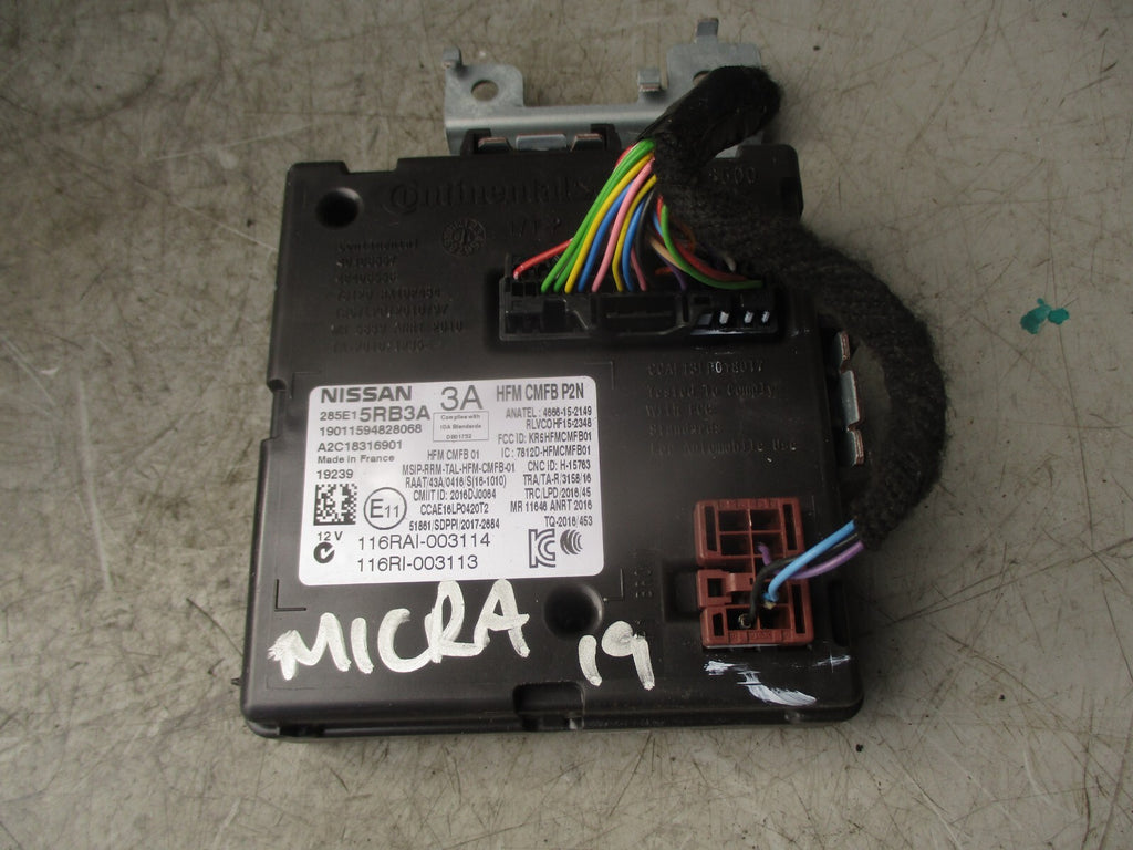 2019 NISSAN MICRA K14 MK5 KEYLESS ENTRY CONTROL MODULE 285E15RB3A