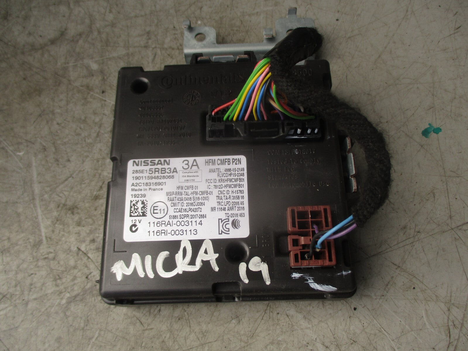 2019 NISSAN MICRA K14 MK5 KEYLESS ENTRY CONTROL MODULE 285E15RB3A