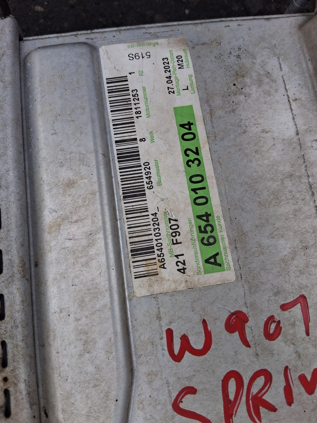 2023 MERCEDES BENZ SPRINTER W907 2.0 DIESEL INTERCOOLER A6540103204