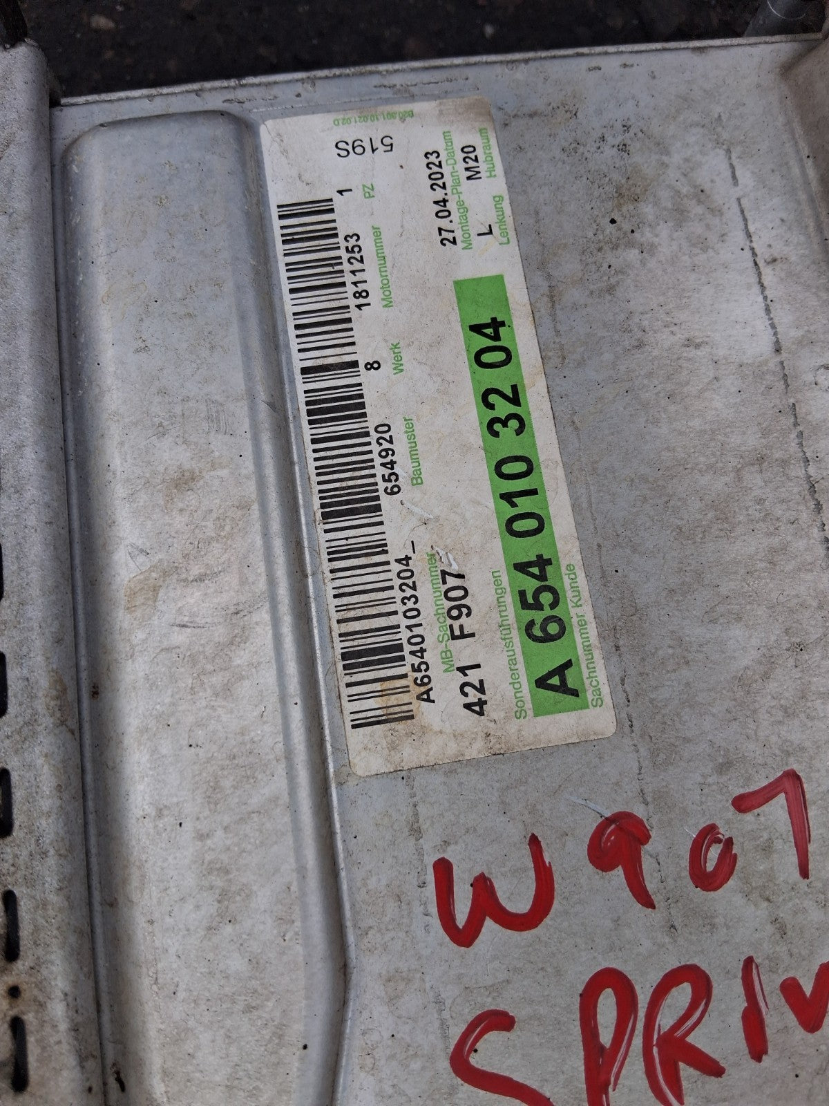 2023 MERCEDES BENZ SPRINTER W907 2.0 DIESEL INTERCOOLER A6540103204