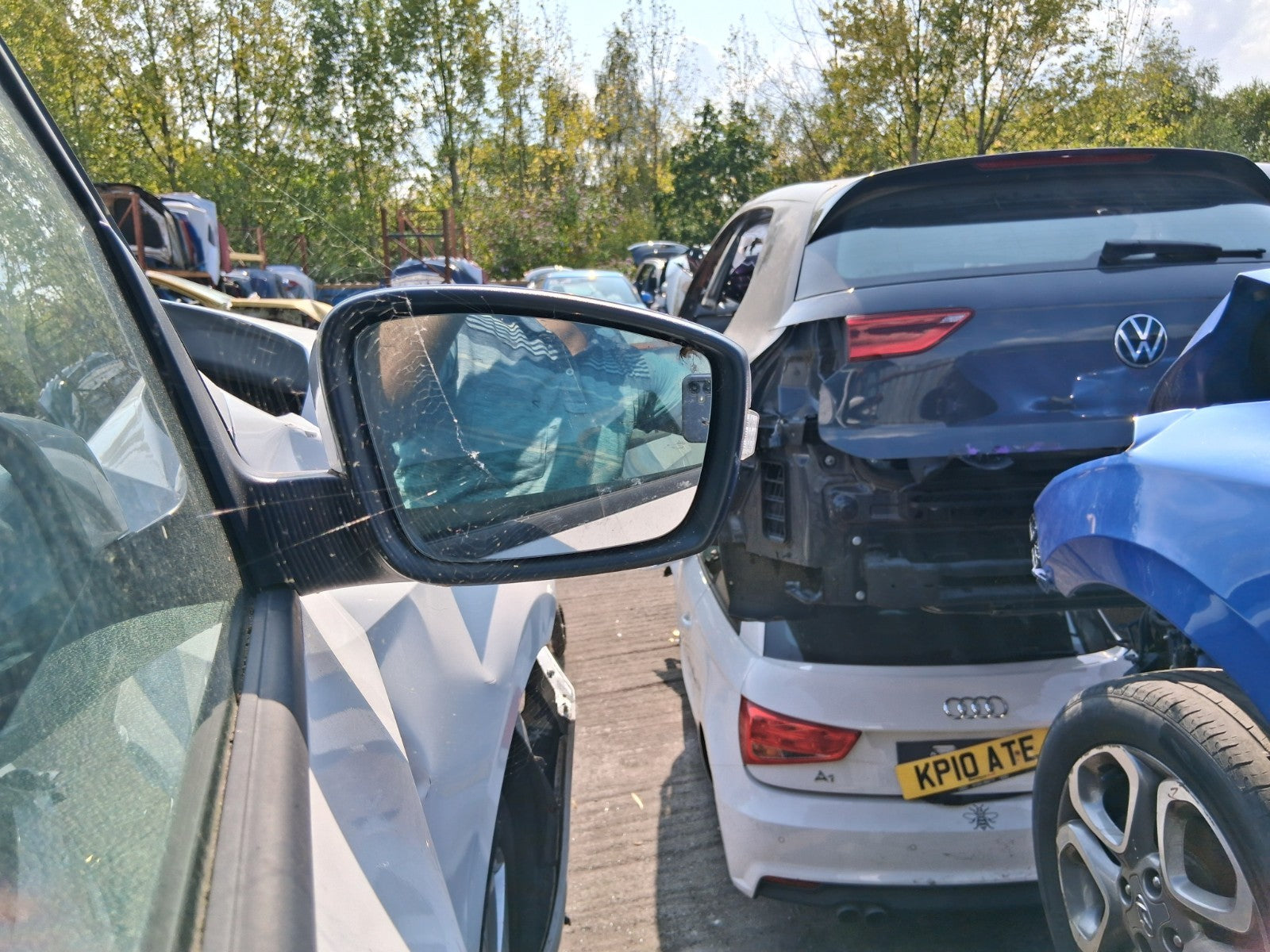 SEAT TOLEDO MK4 2018 HATCHBACK OSF DRIVER SIDE MANUALFOLD WING MIRROR WHITE