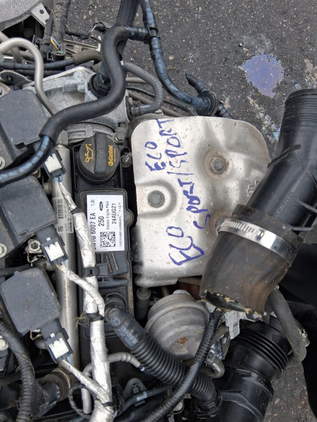 2021 FORD ECOSPORT 1.0 PETROL MANUAL BARE ENGINE WITH PUMPS AND INJECTORS M1JU