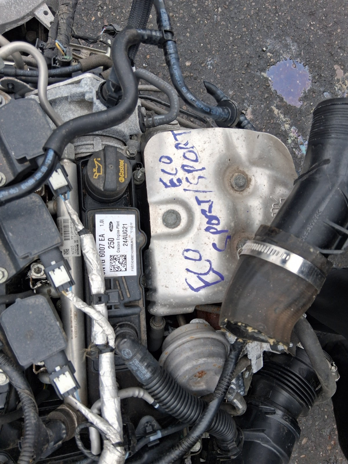 2021 FORD ECOSPORT 1.0 PETROL MANUAL BARE ENGINE WITH PUMPS AND INJECTORS M1JU
