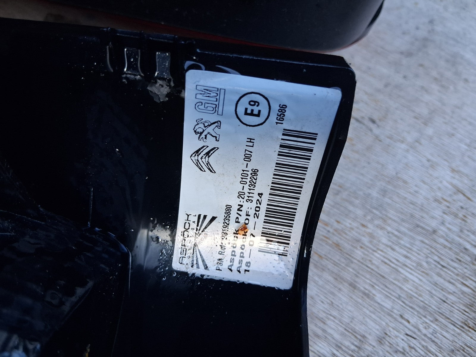 2024 VAUXHALL COMBO E K9 NSR PASSENGER SIDE REAR LEFT TAIL LIGHT 9820554880