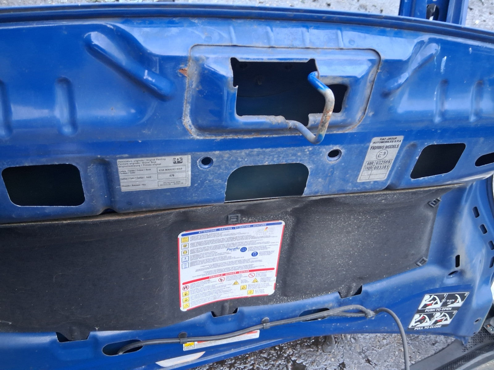2016 FIAT FIORINO FRONT BONNET HOOD PANEL BLUE