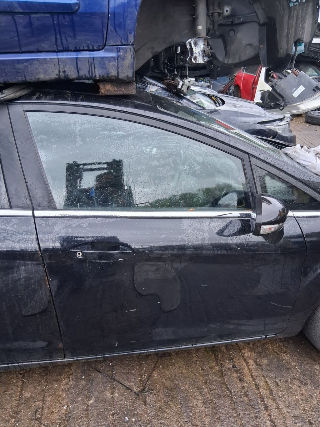 2014 FORD FIESTA MK7 OSF DRIVER SIDE FRONT RIGHT BARE DOOR PANTHER BLACK DC