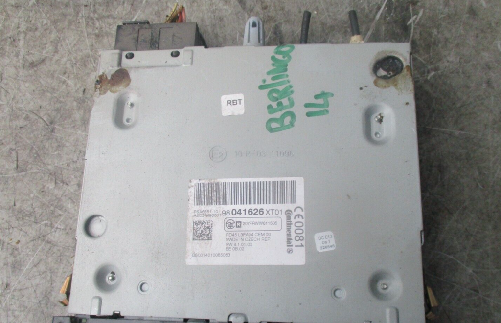 2014 CITROEN BERLINGO STEREO RADIO HEAD CD PLAYER UNIT 98041626XT01
