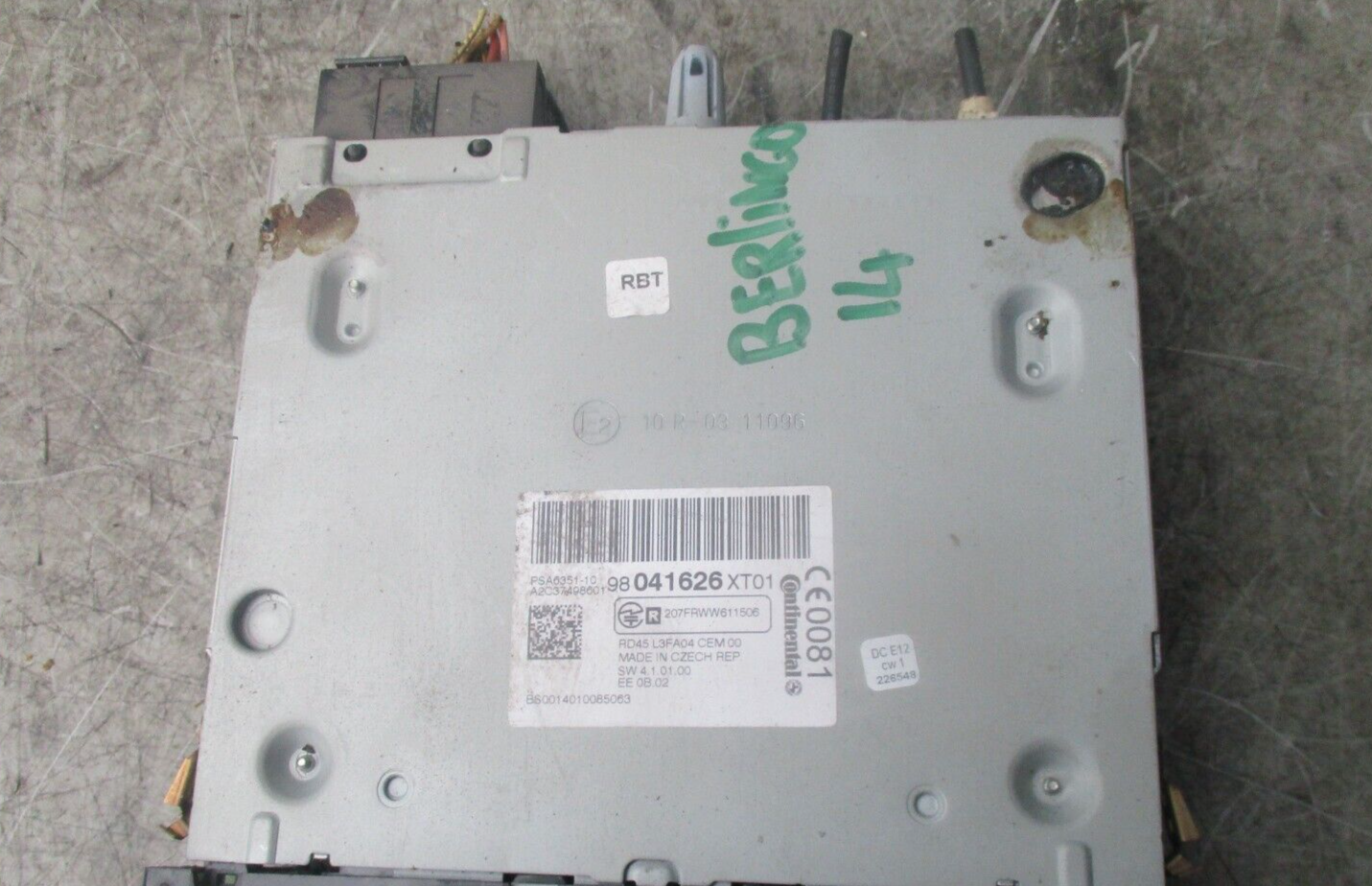 2014 CITROEN BERLINGO STEREO RADIO HEAD CD PLAYER UNIT 98041626XT01
