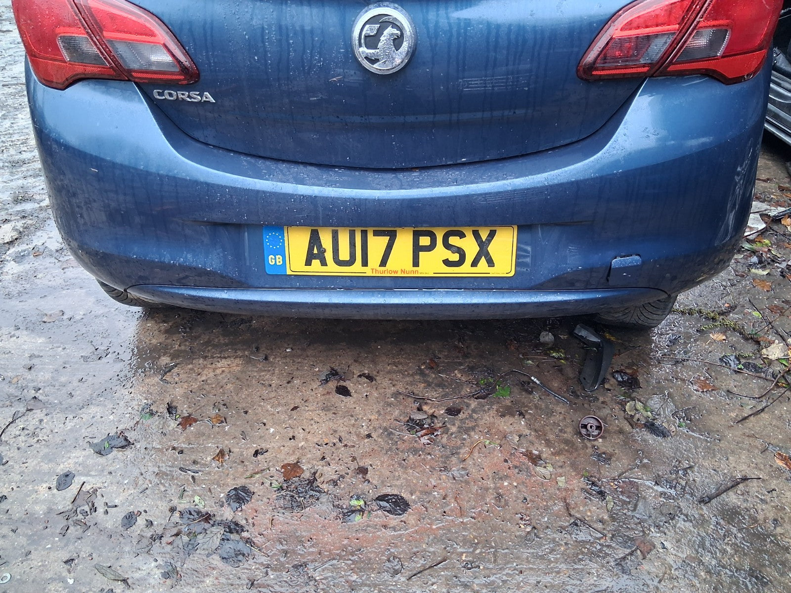 2017 VAUXHALL CORSA E COMPLETE REAR BUMPER DARK SEA BLUE METALLIC Z22W