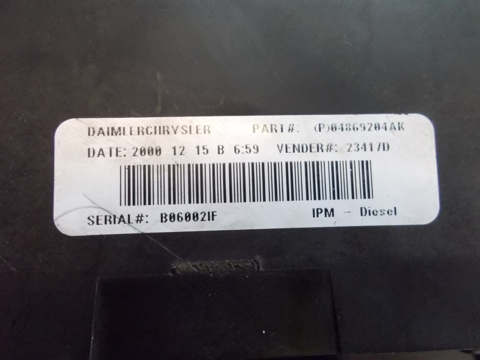 2001 CHRYSLER VOYAGER FUSE & RELAY BOX 04869204AK