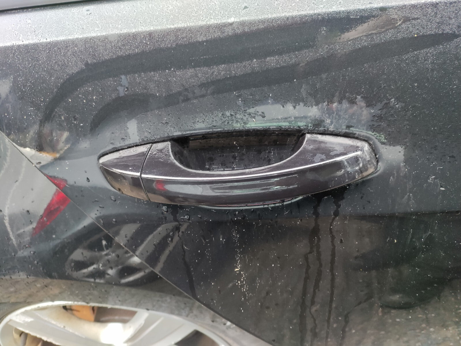 2017 VW VOLKSWAGEN GOLF MK7 OSR DRIVER REAR EXTERIOR DOOR HANDLE DEEP BLACK MET