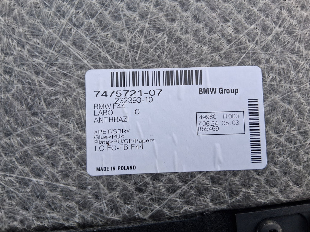 2024 BMW 2 SERIES F44 COUPE REAR REAR BOOT FLOOR LINER CARPET MAT 7475721