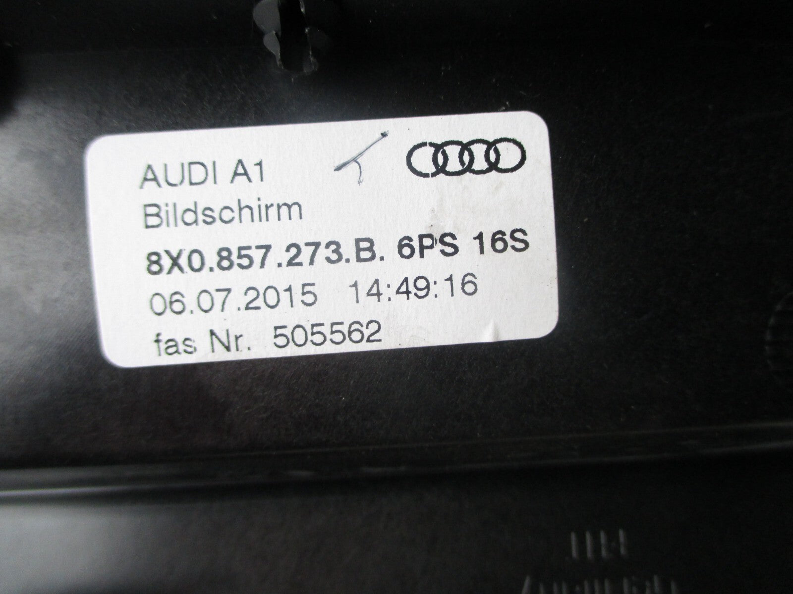AUDI A1 8X 2014 MULTI FUNCTION DISPLAY SCREEN 8X0857273B