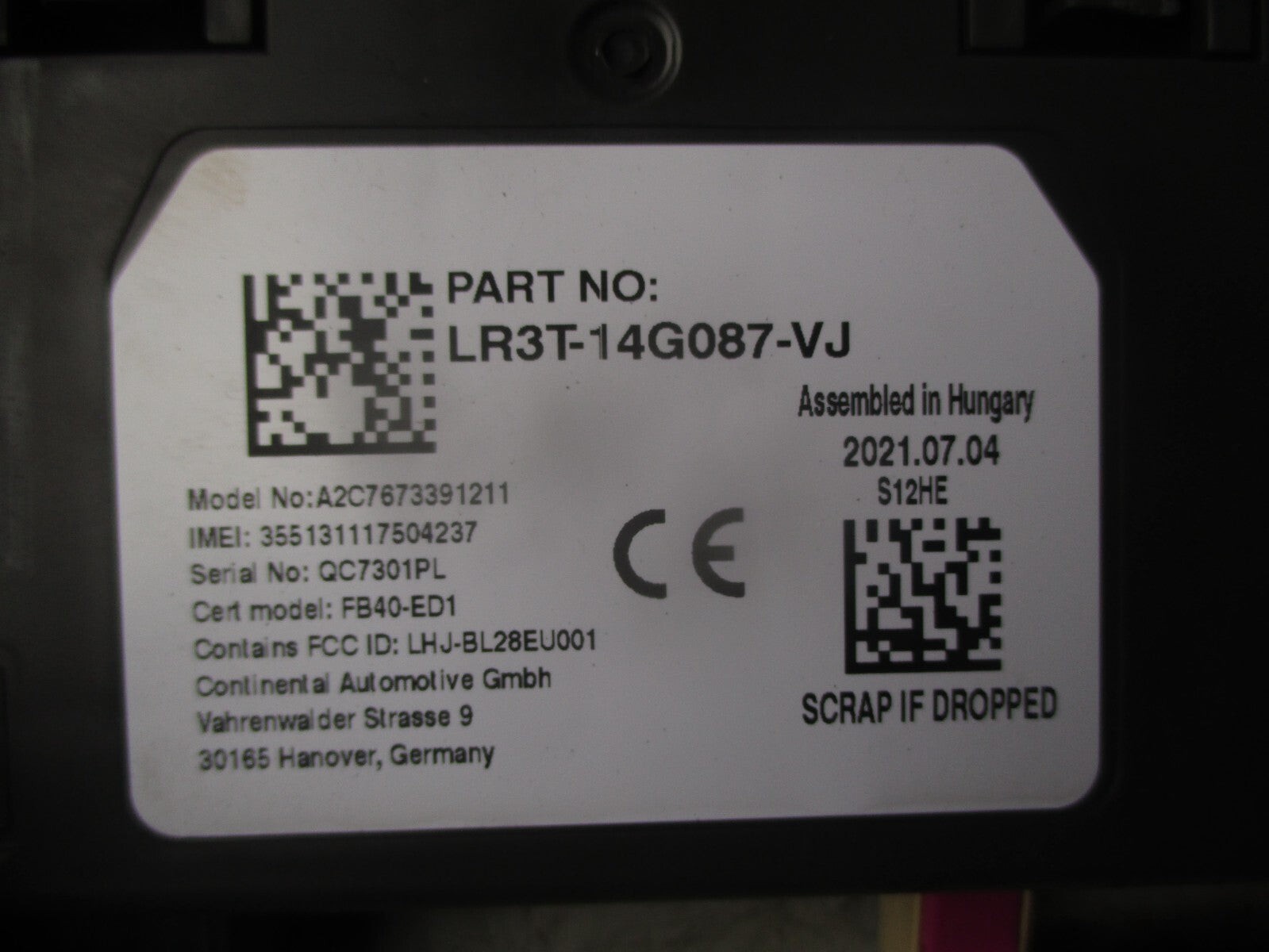 2021 FORD TRANSIT 350 MK8 BLUETOOTH CONTROL MODULE LR3T14G087VJ