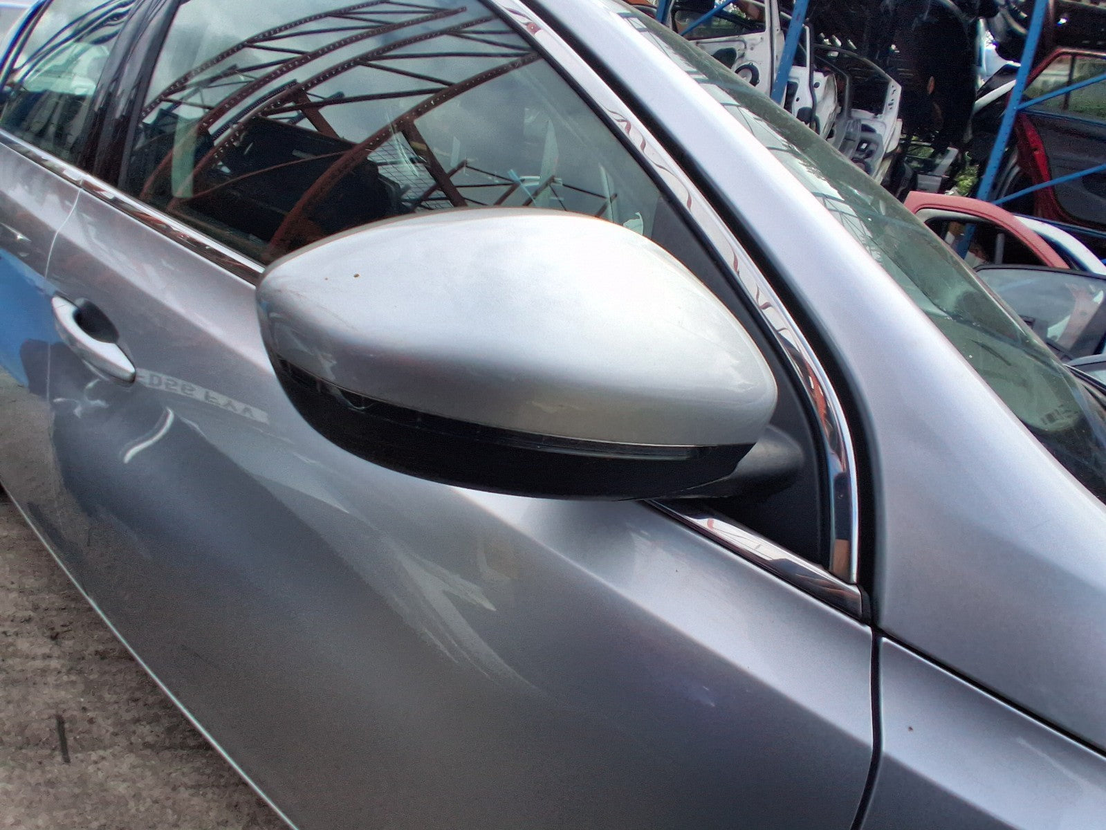 2014 PEUGEOT 308 MK2 OSF DRIVER SIDE FRONT MANUALFOLD WING MIRROR SILVER EZR