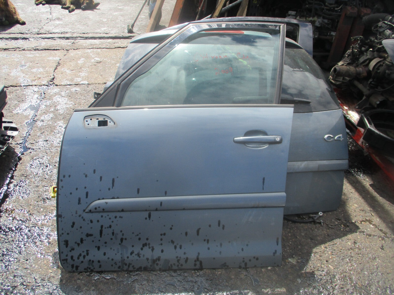 2009 CITROEN C4 GRAND PICASSO NSF PASSENGER SIDE FRONT DOOR GREY