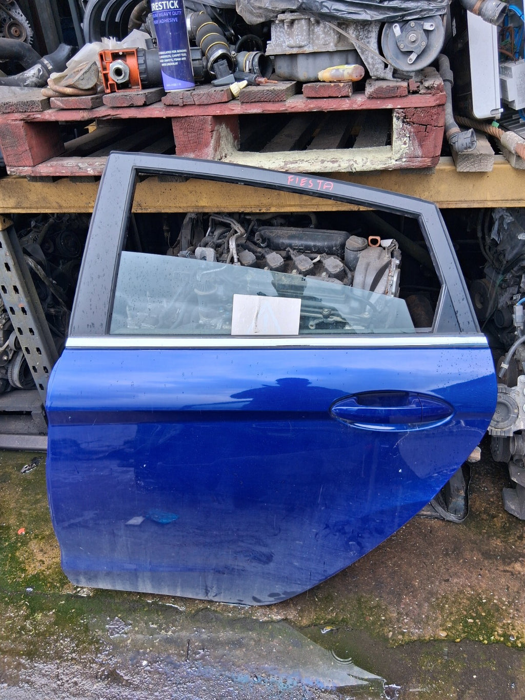 2016 FORD FIESTA MK7 NSR PASSENGER SIDE REAR COMPLETE DOOR BLUE