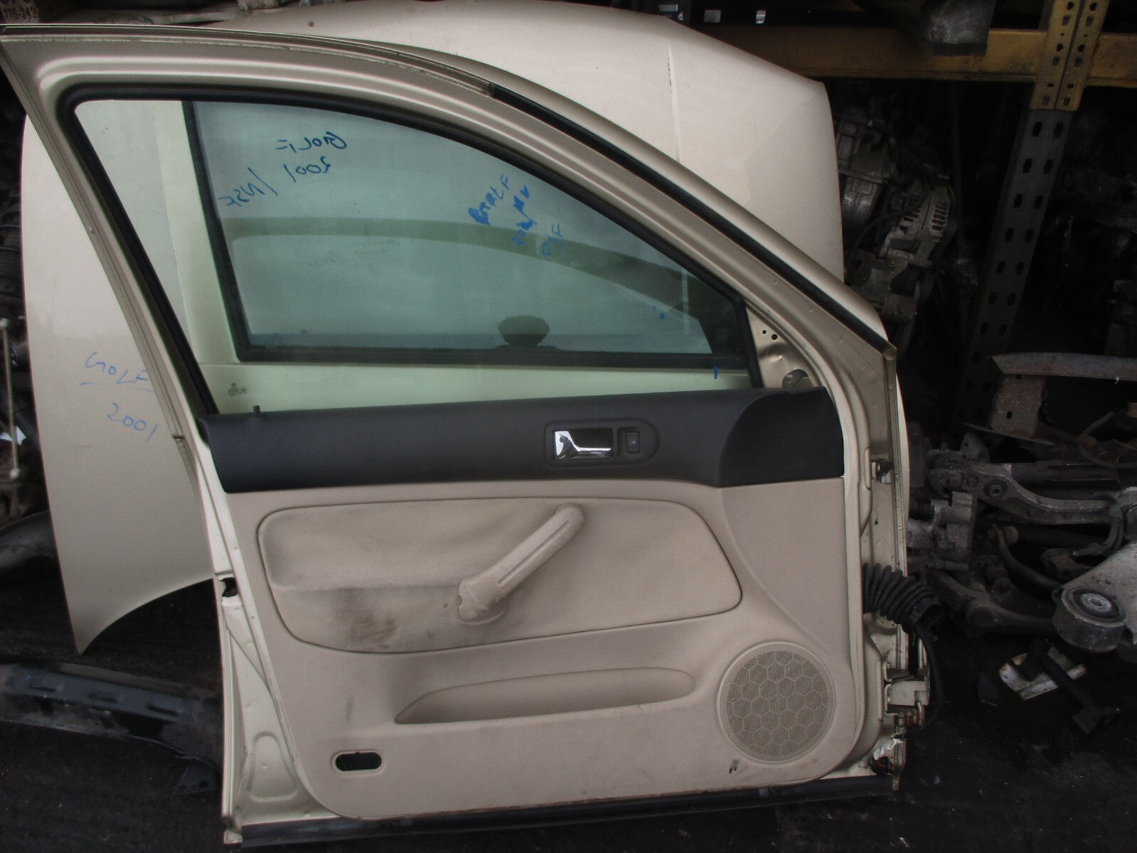 2001 VOLKSWAGEN GOLF MK4 NSF PASSENGER SIDE FRONT LEFT COMPLETE DOOR BEIGE
