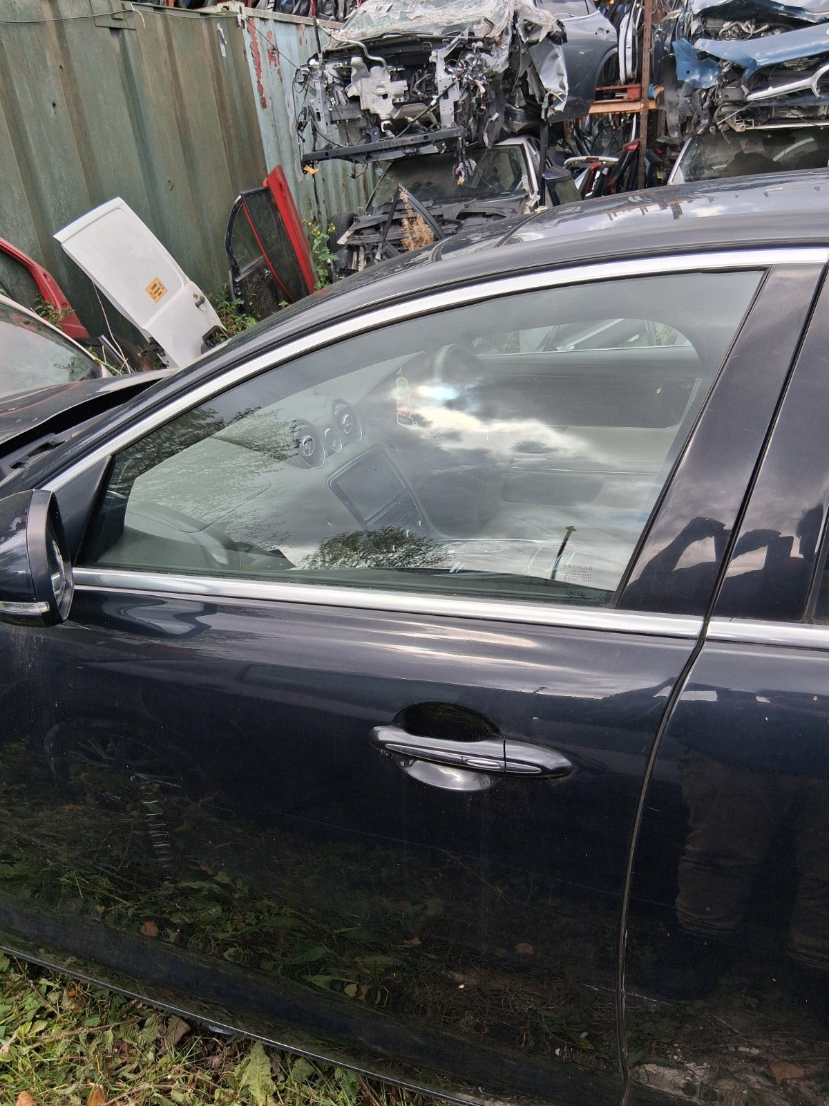 2012 JAGUAR XJ X351 NSF PASSENGER SIDE FRONT BARE DOOR MIDNIGHT BLACK MET PEF