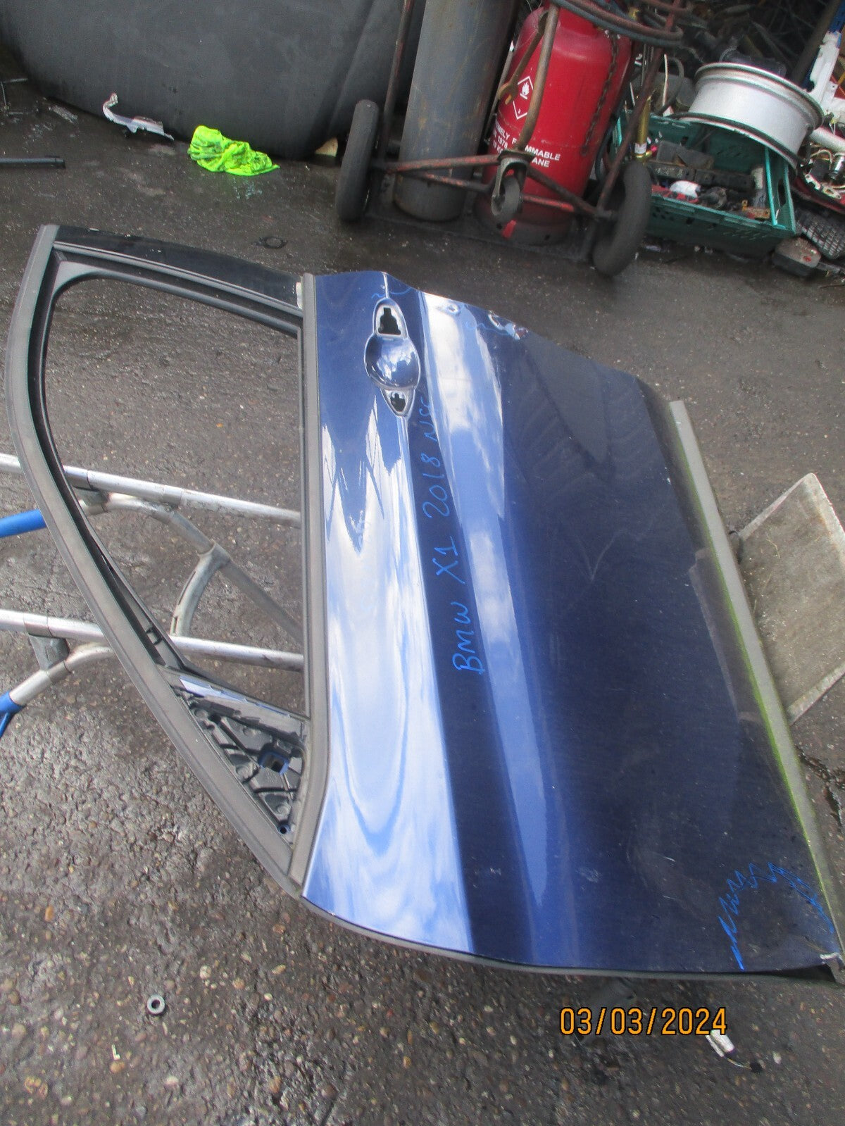 BMW X1 2018 F48 NSF PASSENGER SIDE FRONT BARE DOOR BLUE DENTED