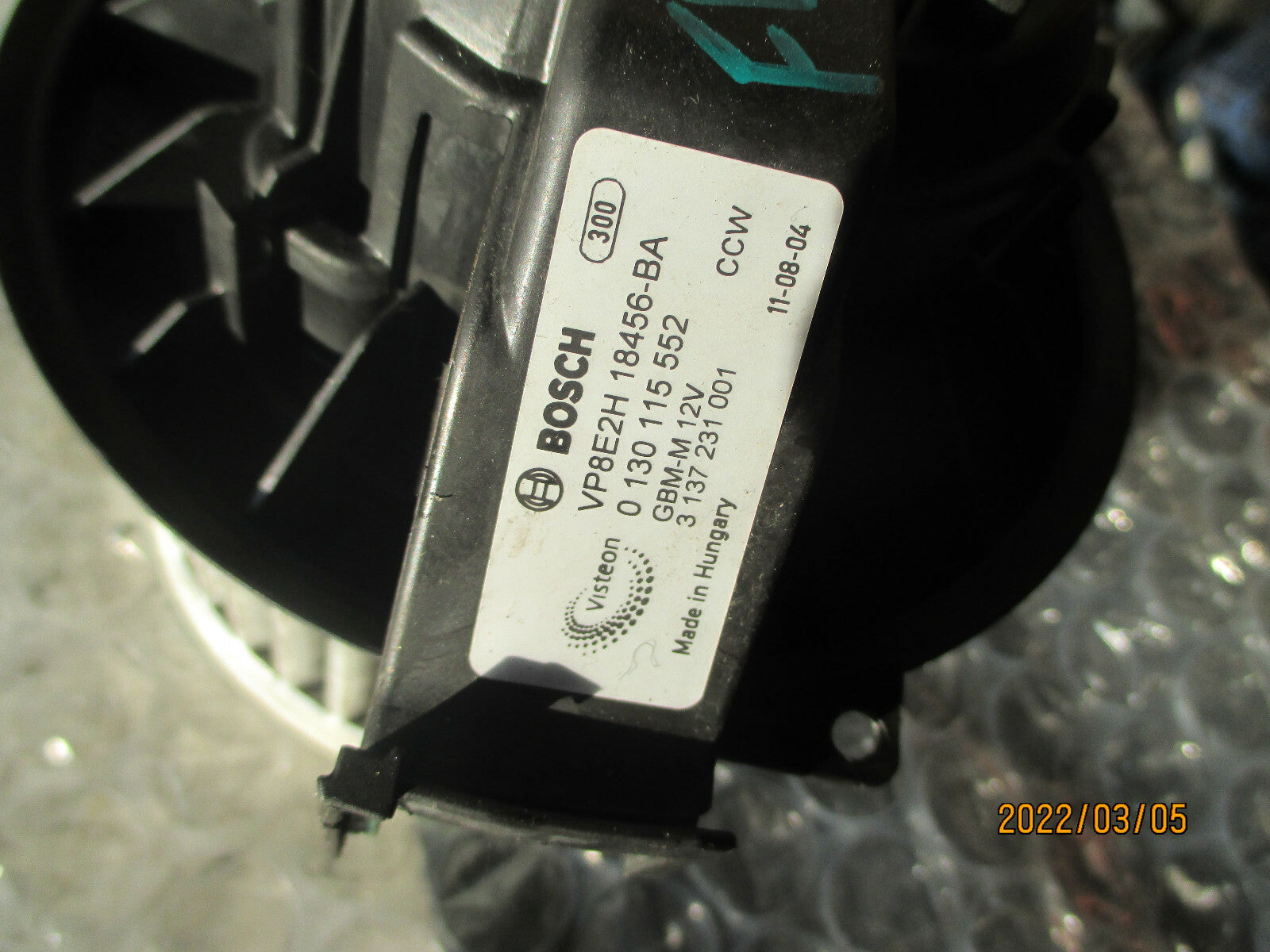 FORD FIESTA MK7 2011 HEATER BLOWER MOTOR FAN 8E2H18456BA