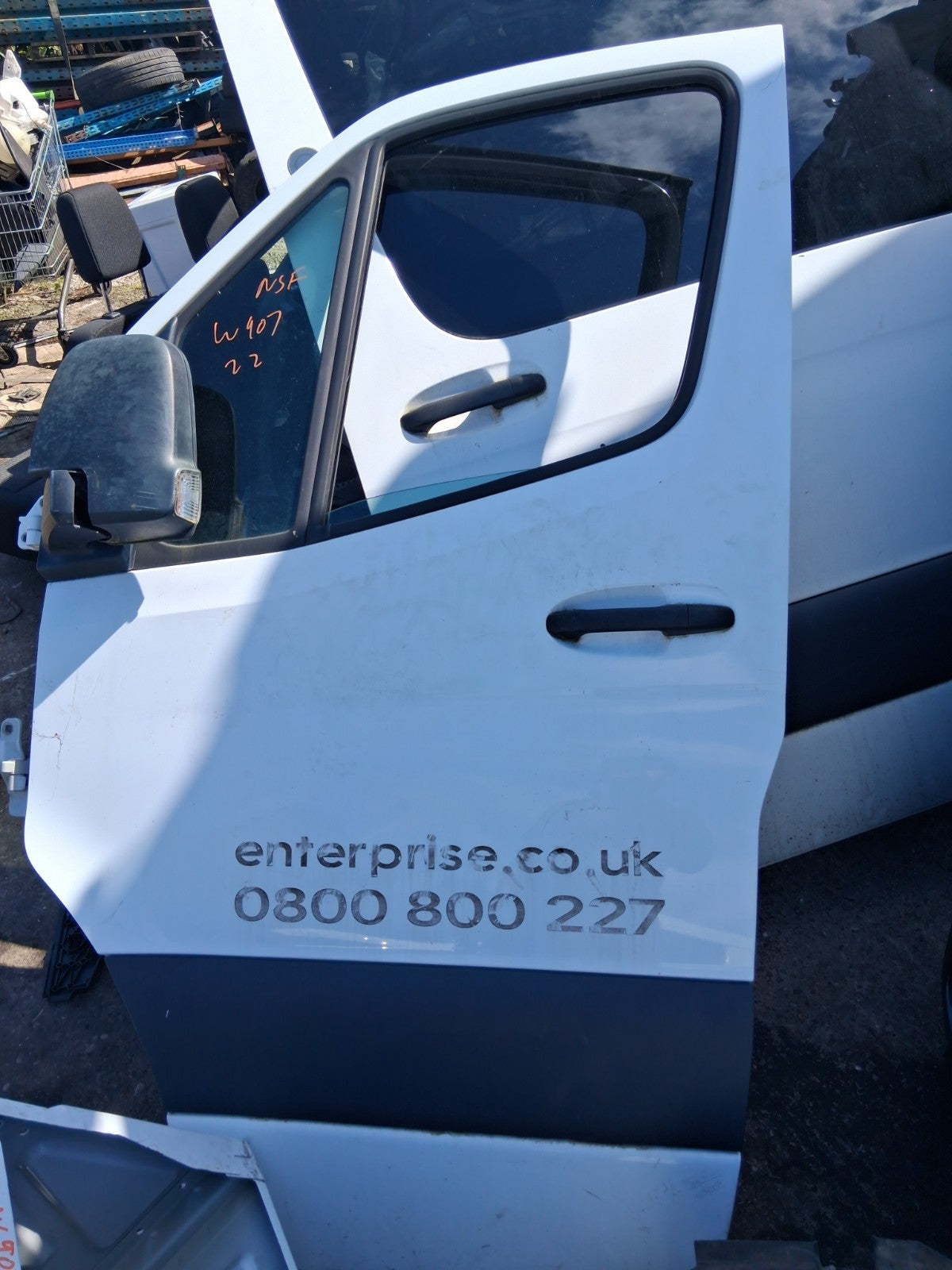 2022 MERCEDES BENZ SPRINTER W907 NSF PASSENGER SIDE FRONT LEFT BARE DOOR WHITE