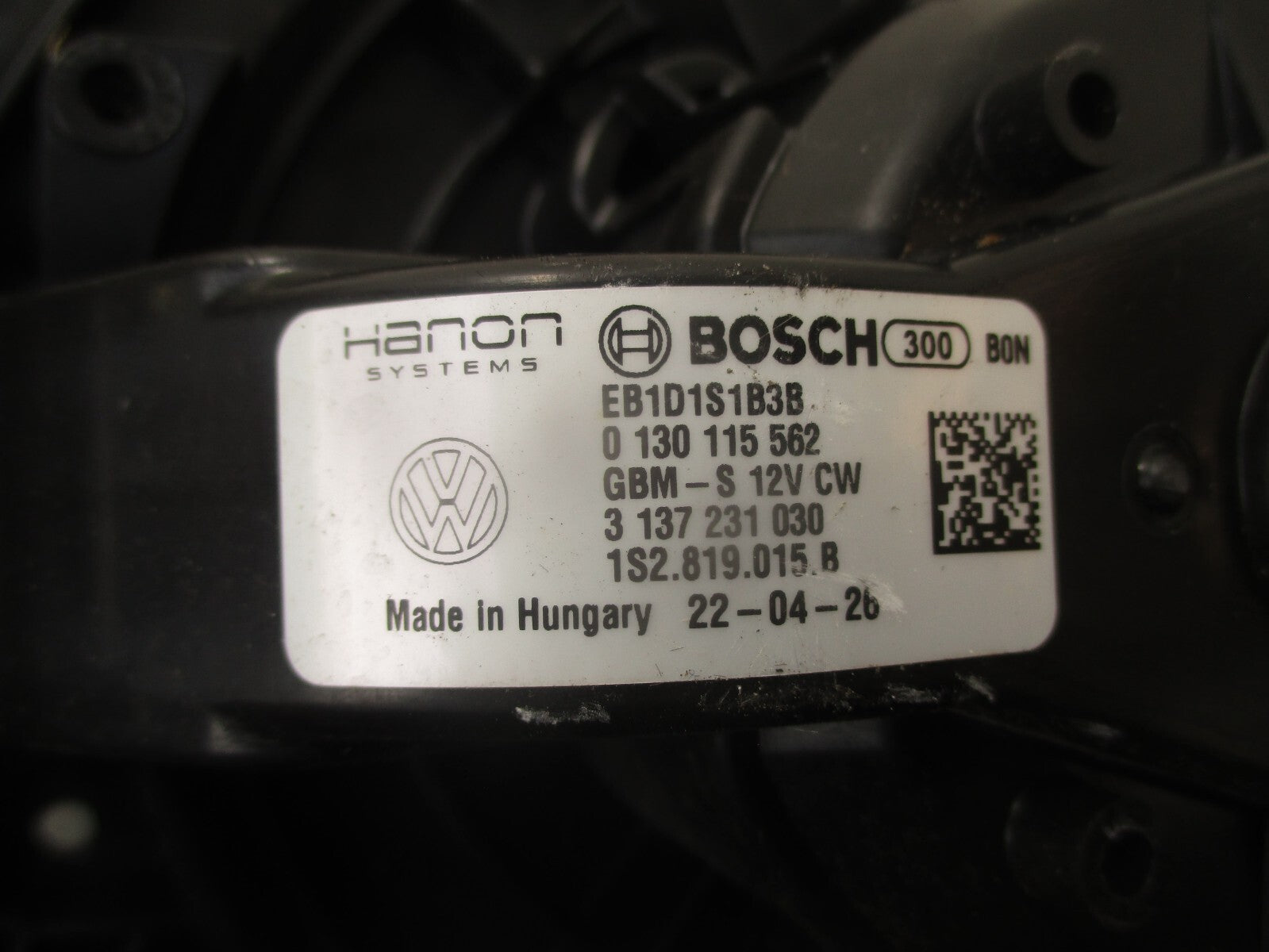 2022 VOLKSWAGEN UP HEATER BLOWER MOTOR FAN 1S2819015B