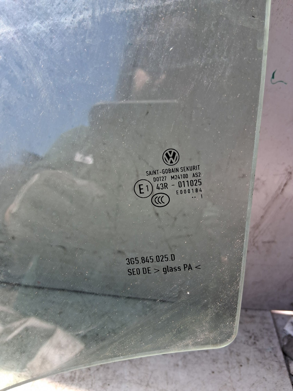 VOLKSWAGEN PASSAT B8 2019 NSR PASSENGER SIDE REAR LEFT WINDOW GLASS 3G5845025