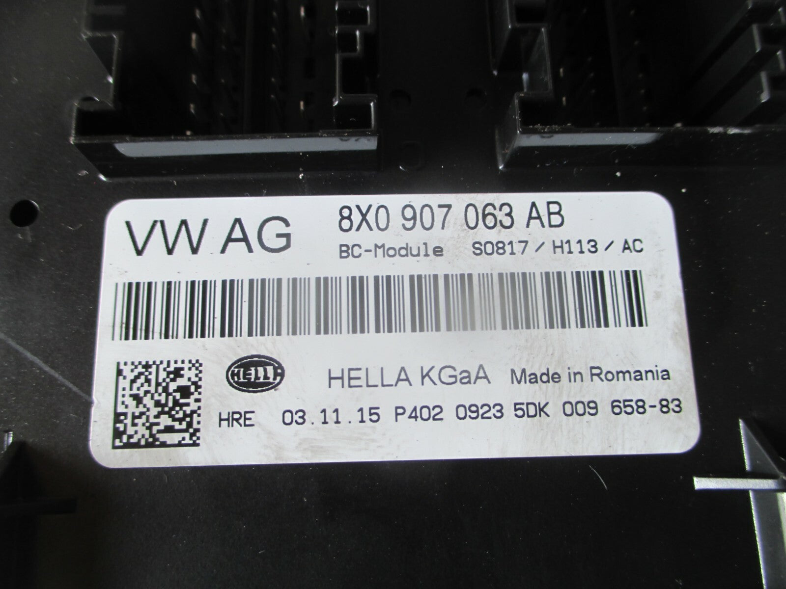 AUDI A1 2015 8X BODY CONTROL MODULE 8X0907063