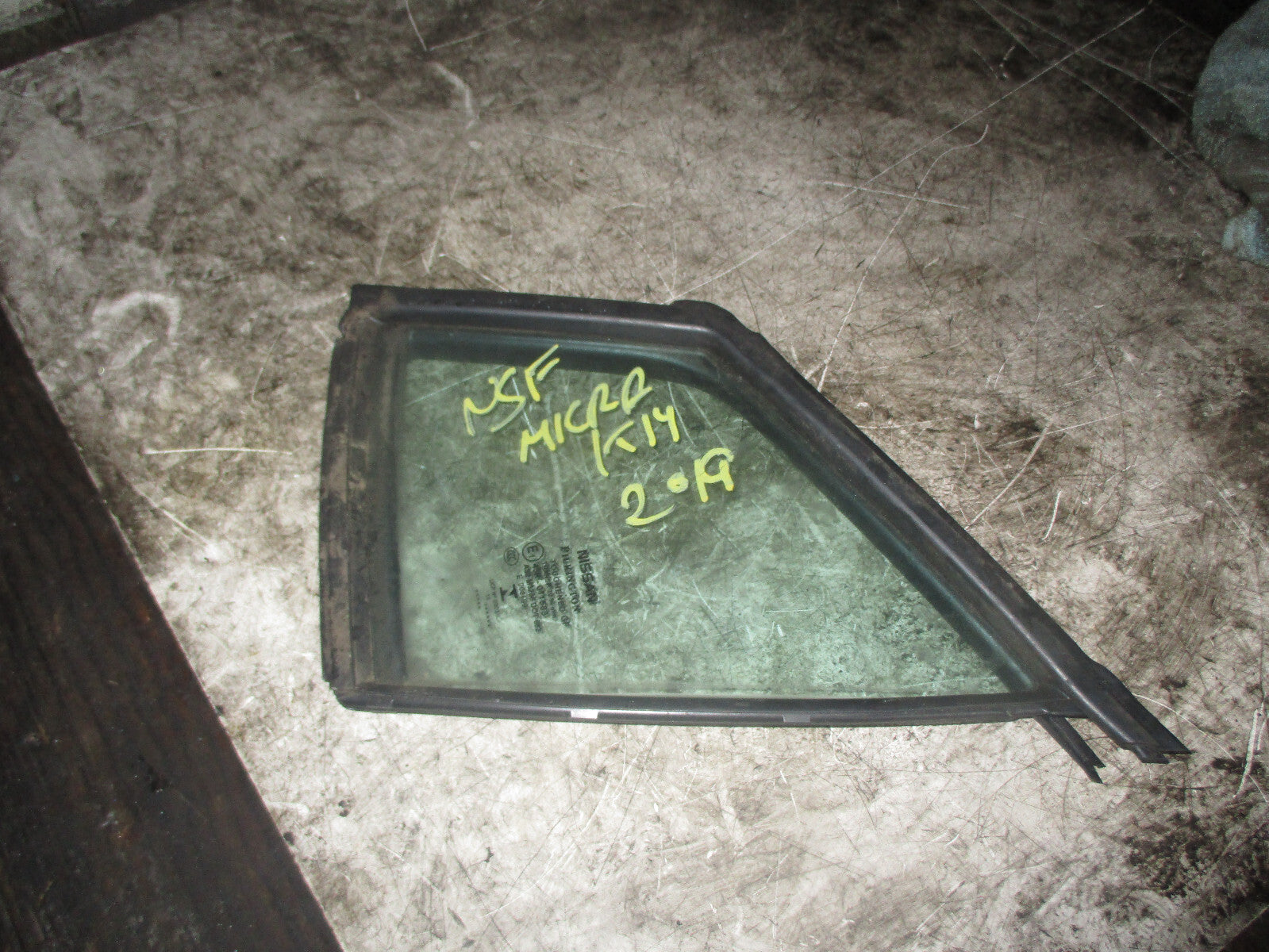 NISSAN MICRA 2019 NSF PASSENGER SIDE FONT QUARTER GLASS