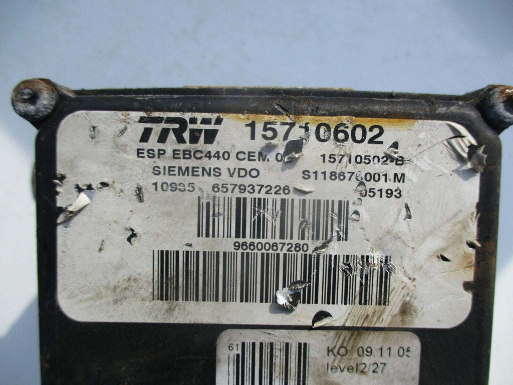 PEUGEOT 407 2007 2.0 DIESEL ABS PUMP 15710602