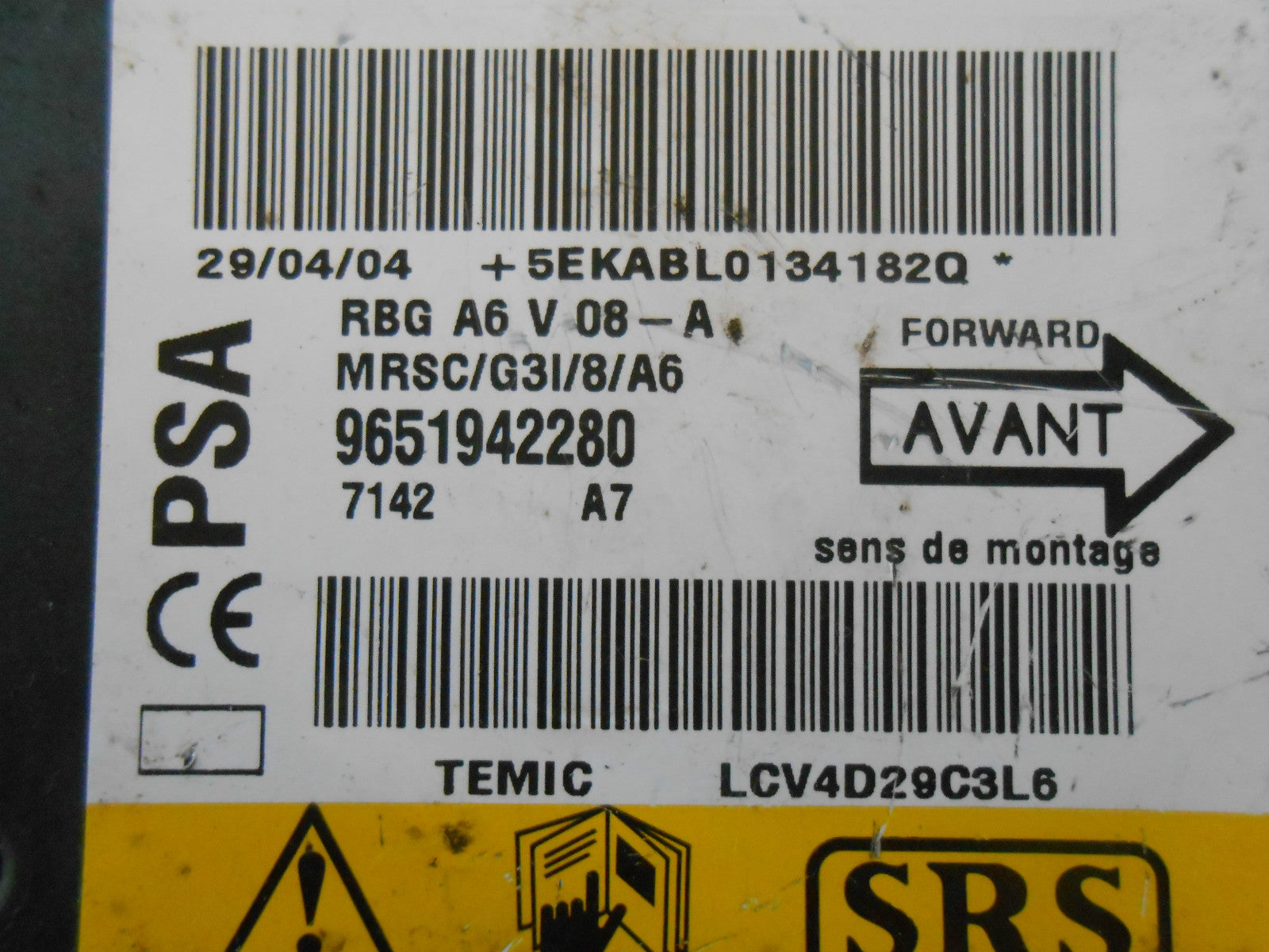 RENAULT MEGANE MK2 2004 BAG CONTROL MODULE CRASH ECU UNIT 8200340428