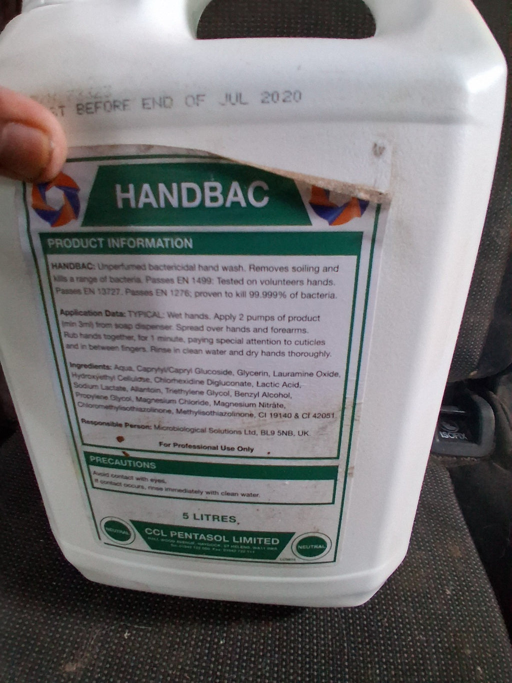 HANDBAC UNPERFUMED ANTIBACTERIAL HANDWASH 5L