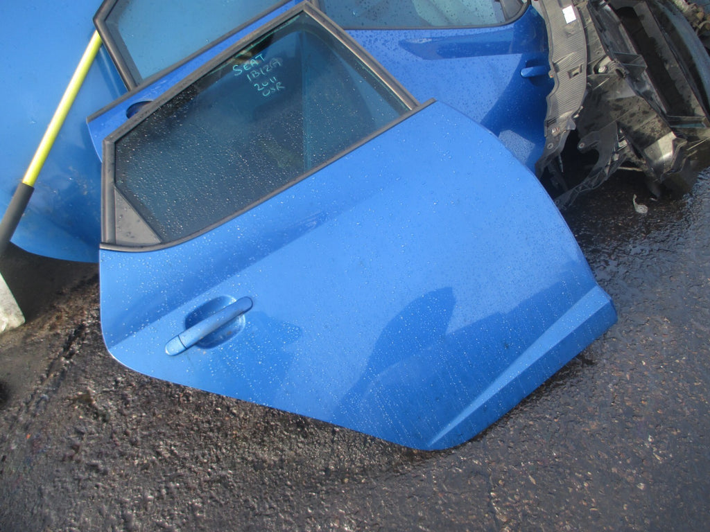 SEAT IBIZA MK4 2011 OSR DRIVER SIDE REAR COMPLETE DOOR BLUE