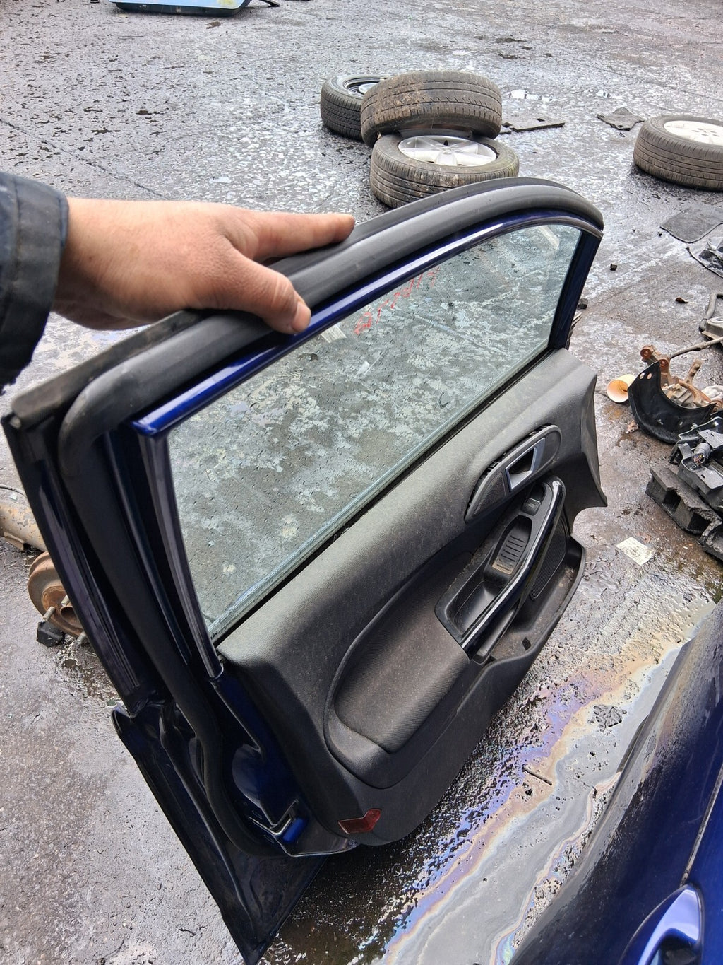 2016 FORD FIESTA MK7 NSF PASSENGER SIDE FRONT COMPLETE DOOR BLUE