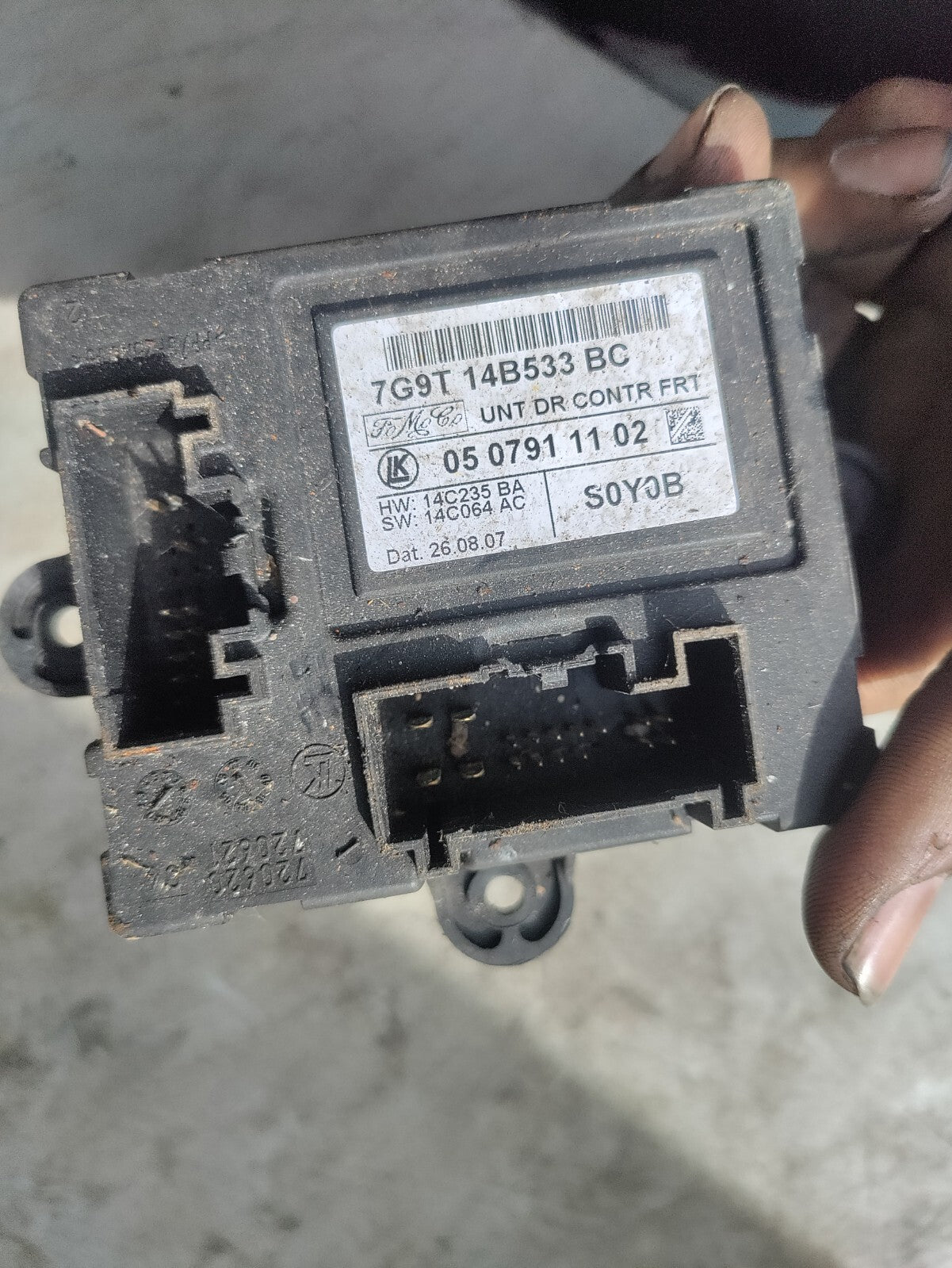 FORD MONDEO MK4 2007 OSF DRIVER SIDE DOOR MODULE 7G9T14B533BC
