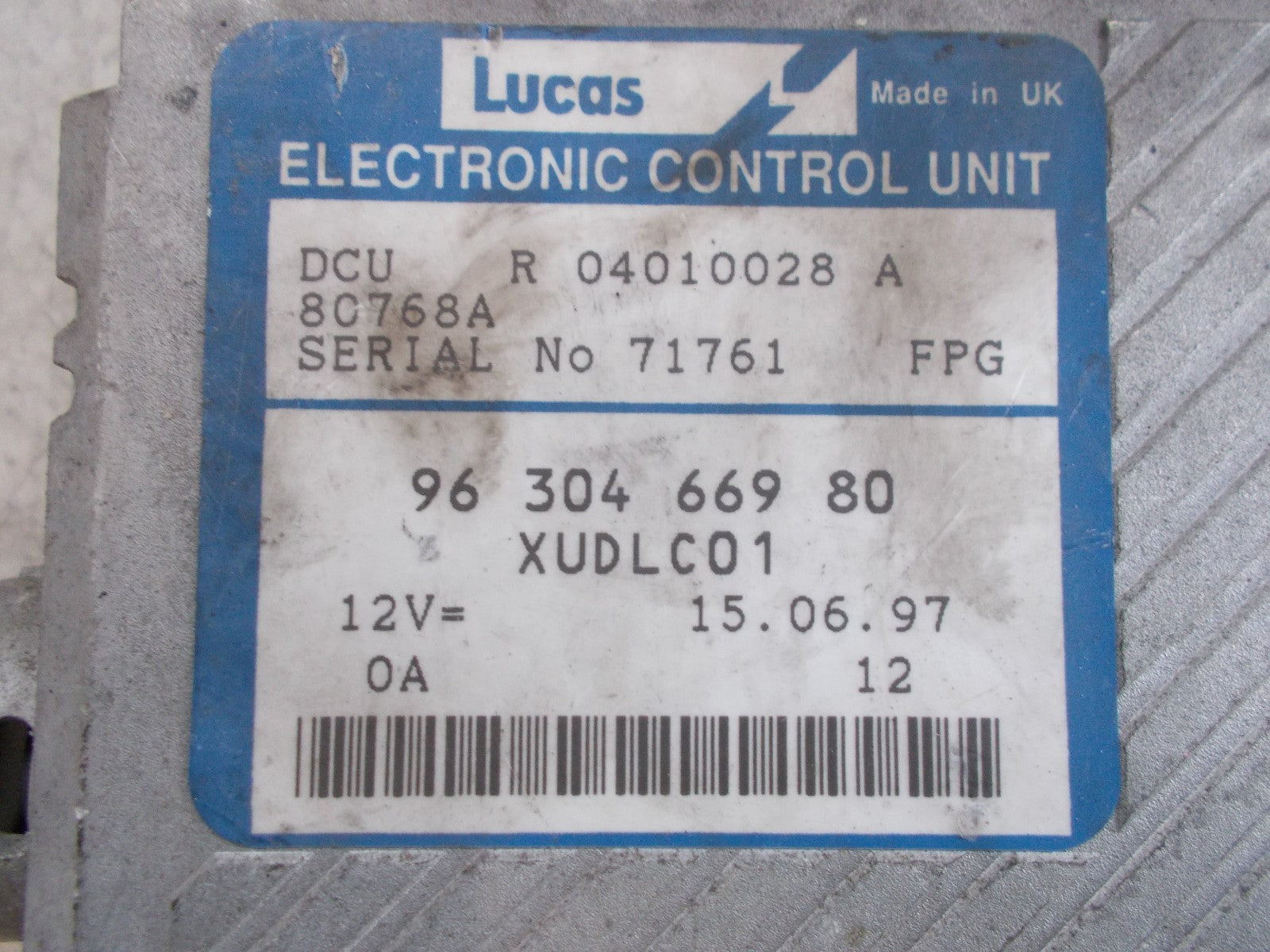 1997 PEUGEOT 406 2.1 TDI DIESEL ENGINE ECU 9630466980