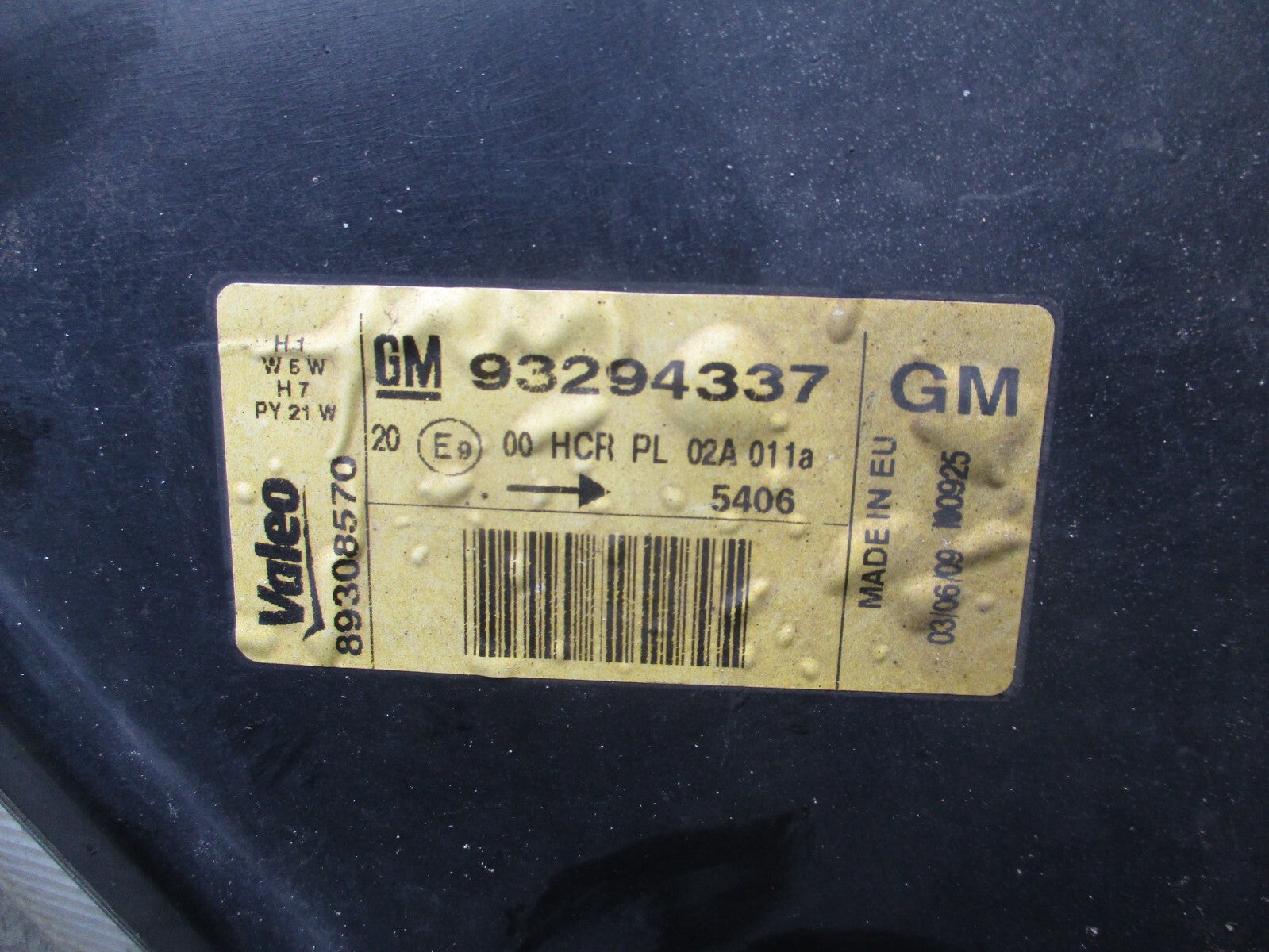 VAUXHALL MERIVA A MK1 2009 NSF PASSENGER SIDE HEADLIGHT 93294337