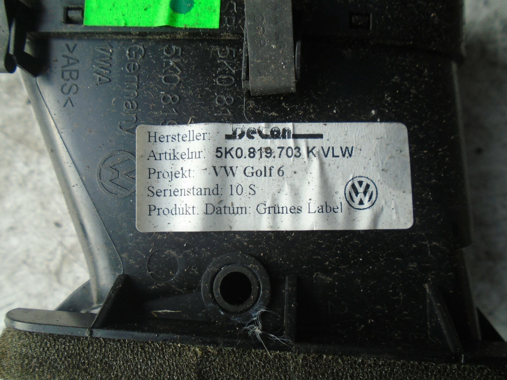 VOLKSWAGEN GOLF 2012 MK6 NSF FRONT PASSENGER SIDE DASHBOARD AIR VENT 5K0819703