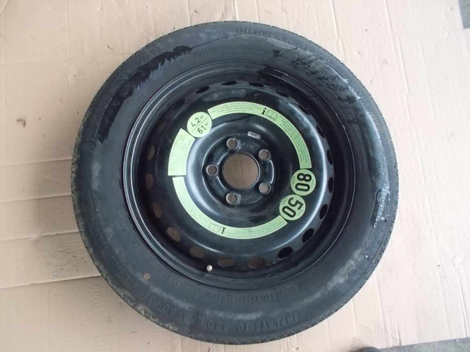2010 MERCEDES C220 SPARE STEEL WHEEL & TYRE 125/90 R16 & JACK SET 2044000302