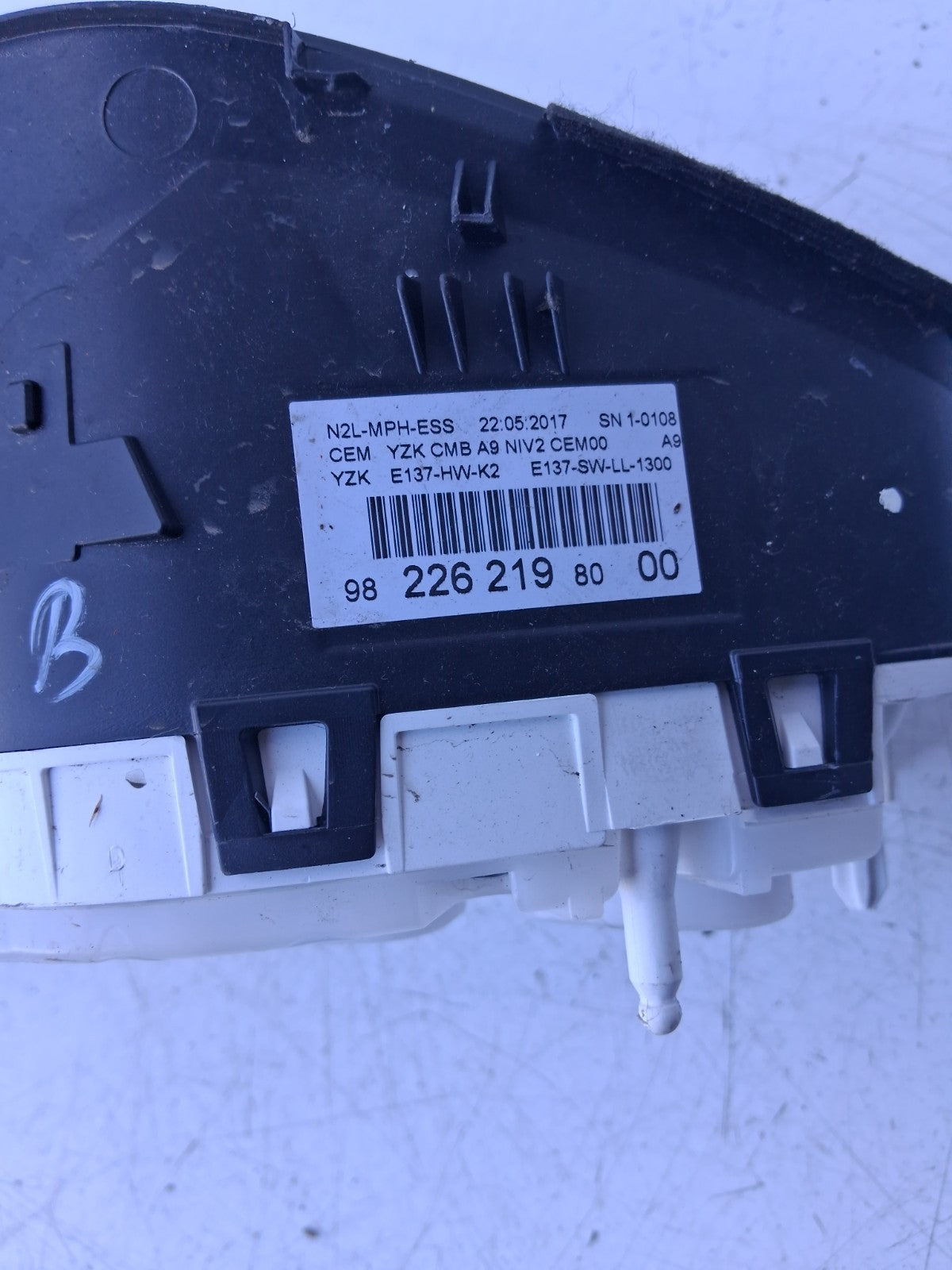 PEUGEOT 208 2017 SPEEDO SPEEDOMETER INSTRUMENT CLUSTER 9822621980