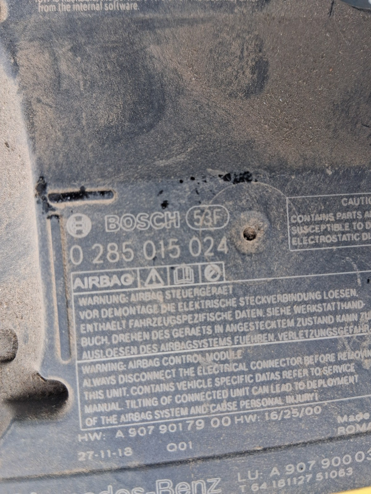 2021 MERCEDES BENZ SPRINTER W907 ECU AIRBAG MODULE SENSOR A9079000304