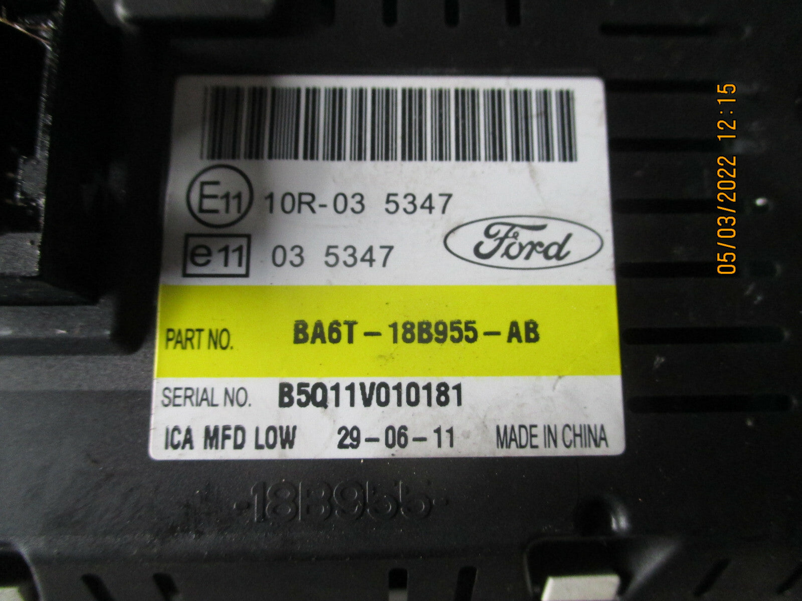 FORD FIESTA 2011 MK7 DISPLAY SCREEN CLOCK INFORMATION PANEL BA6T18B955
