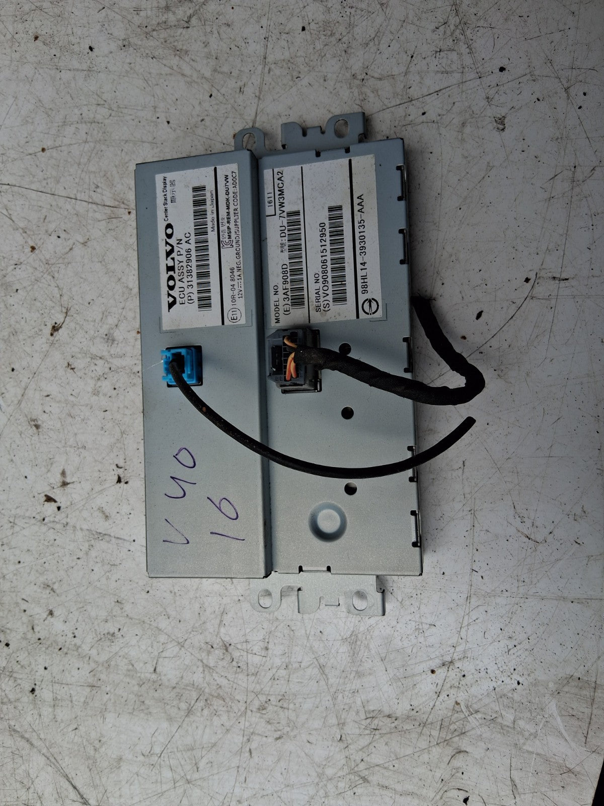 2016 VOLVO V40 R DESIGN DASHBOARD SCREEN DISPLAY SCREEN MONITOR 31382906