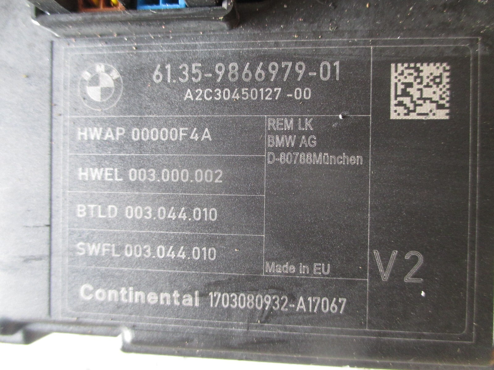 BMW F30 3 SERIES 2017 BODY CONTROL ECU MODULE 9866979