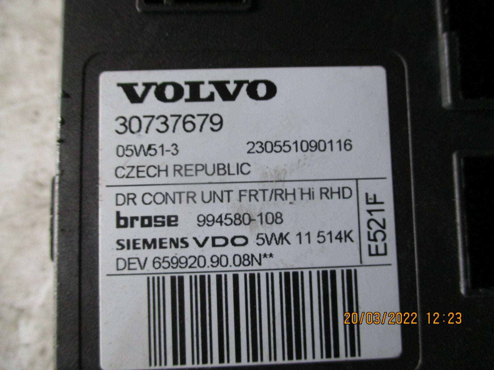 VOLVO V50 2005 OSF FRONT DRIVER SIDE WINDOW MOTOR 30737679