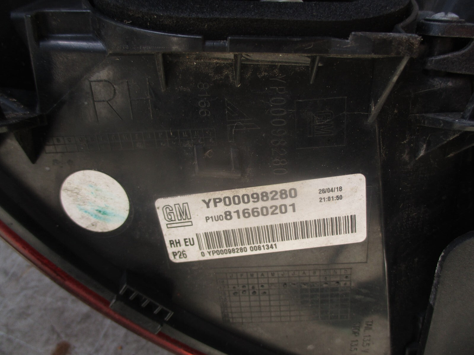 2018 VAUXHALL GRANDLAND X SE OS DRIVER REAR OUTER RIGHT TAIL LIGHT LAMP 81660201