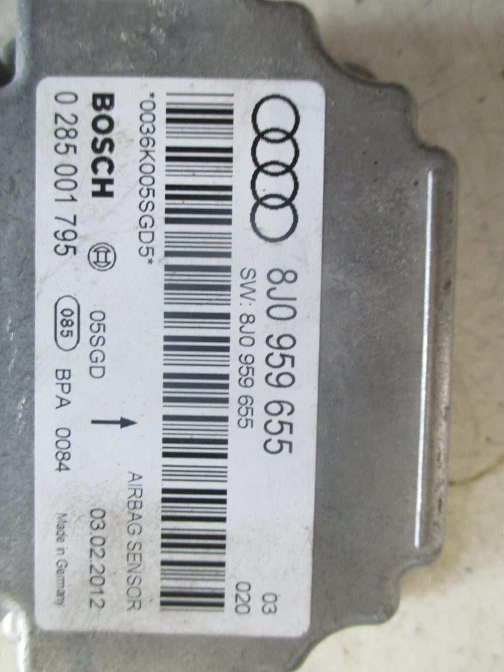 AUDI TT MK2 8J 2012 AIRBAG CONTROL MODULE 8J0959655