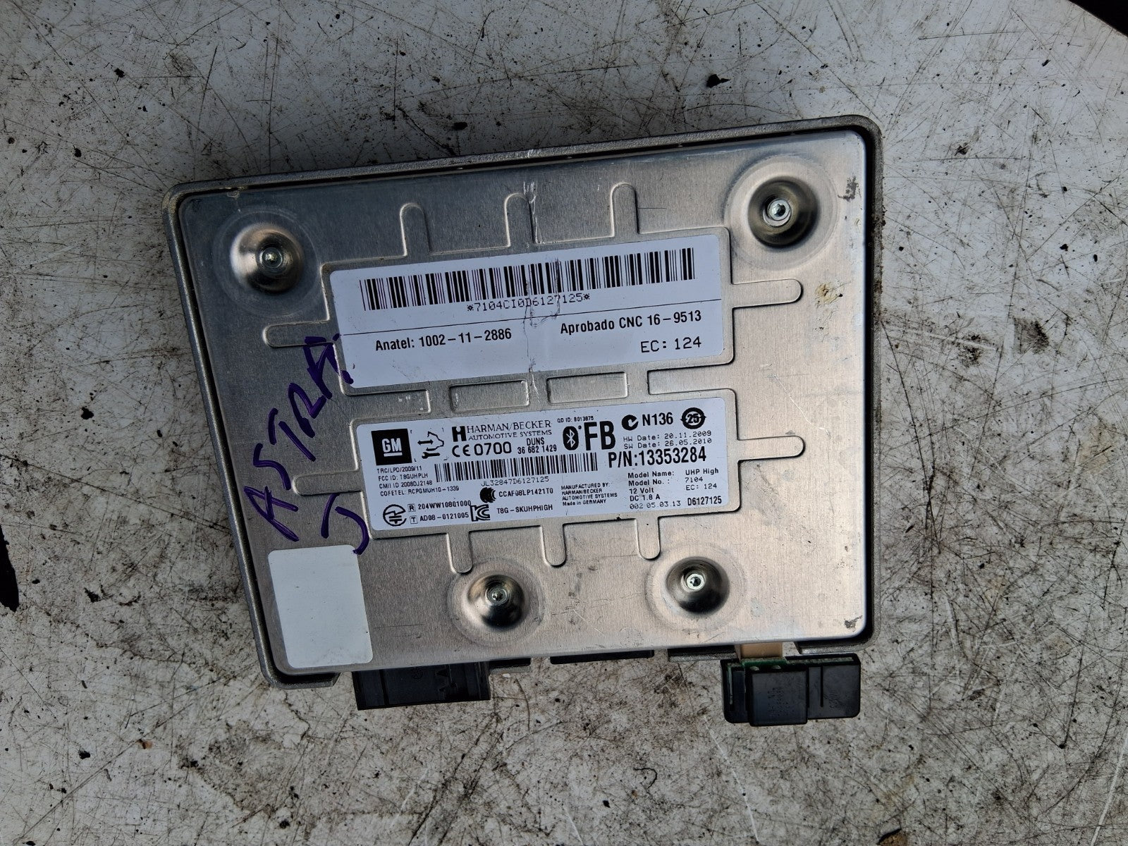 VAUXHALL ASTRA J 2013 BLUETOOTH CONTROL MODULE 13353284